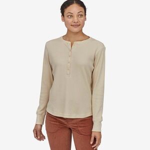 Patagonia Waffle Henley Long Sleeve Size Small Cream